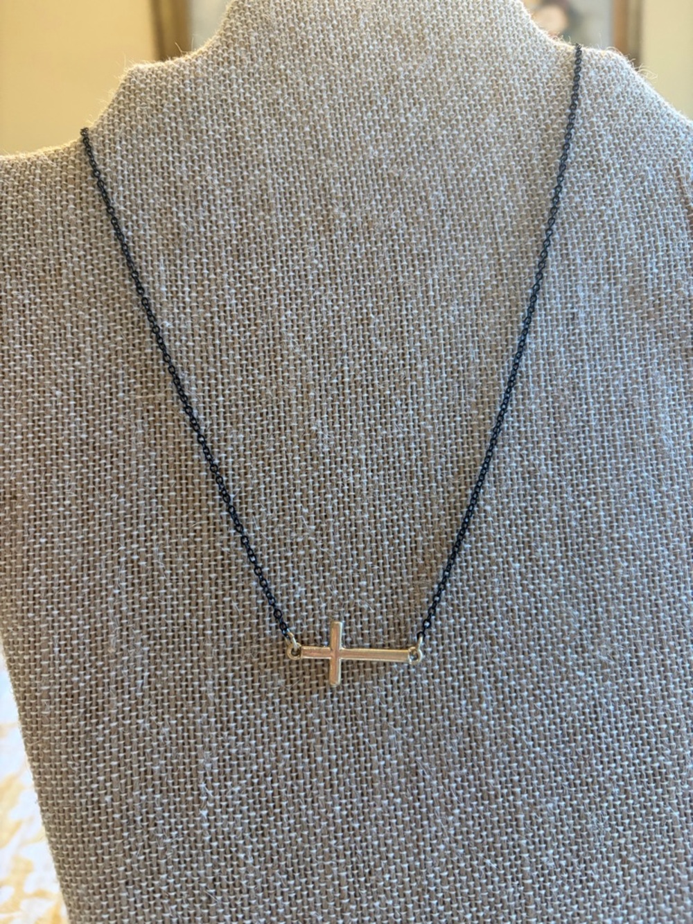 NWT Park Lane Minimalist Cross Pendant Necklace - Gold Cross on Black Chain